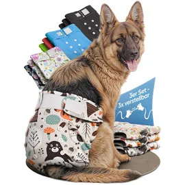 HUND IST KÖNIG Hundewindeln für Hündinnen (3 Stück) - Hochabsorbierende Läufigkeitshose für Hündinnen mit 3-Fach Justierung - Umweltfreundliche Hunde Windeln, Hundehöschen Läufigkeit & Inkontinenz