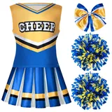 Spooktacular Creations Mädchen Blue Cheerleader Kostüm, Halloween Cute Cheer Uniform Outfit mit Accessoires für die Halloween High School Cheerleader Dress Up Kostüm-M