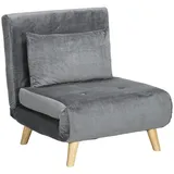 Homcom Schlafsessel, Klappbett mit Bettfunktion, Lendenkissen, Klappbar Relaxsessel mit Leinenoptik, Verstellbarer Rückenlehne, bis 120 kg Belastbar, für Wohnzimmer, Grau