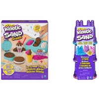 Kinetic Sand Eiscreme Set mit Duftsand, 510 g für kreatives Indoor-Rollenspiel & Schimmer Sand 3er Pack 340 g - 3 Farben Glitzersand für Indoor Sandspiel
