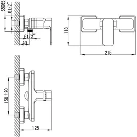 Aqualine FACTOR Duscharmatur, Chrom