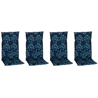 BEO Sitzauflage Hochlehner Bunde 4er-Set Hellblau-Dunkelblaue Blumen