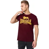 Lonsdale Herren T-Shirt Normale Passform Logo L, Vintage Oxblood