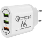 Maclean Brackets QC 3.0 Universal Ladeadapter Netzteil mit Schnellladefunktion Adapter 1x Quick Charge 1x QC3.0 bis 3A, 2x 2.1A Weiß