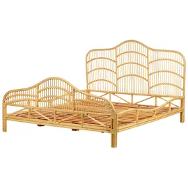 Beliani Bett Rattan und Mahagoniholz mit Lattenrost 180 x 200 cm