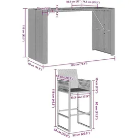vidaXL Gartenbar-Set 5-tlg. Grau