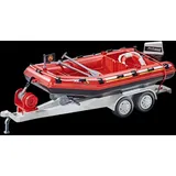 Playmobil 9845 Feuerwehr Schlauchboot Anhänger mit Boot Rettungsboot Schiff City