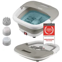 First Austria TZS First Austria - Fußsprudelbad Fußmassagegerät klappbar 450W mit 3 Aufsätzen & 8 Massagerollen - Fußbad mit Vibrations- & Luftblasenmassage, Infrarot- & Heizfunktion - Elektrische Fußbadewanne