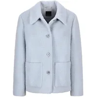 GOLDNER Flauschige Winterjacke mit Hemdkragen", in grau / blau, gemustert), | Gr.: 42,