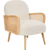 Mid.you Sessel Wiener Geflecht, Creme, Textil, Rattan,Kautschukholz, Wiener Geflecht, 65x81x74 cm, Wohnzimmer, Sessel, Sonstige Sessel