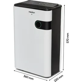 Medion DH30S Luftentfeuchter elektrisch (smart, bis zu 150m3 (60m2), 24Liter/24h, 43db leise, elektrischer Raumentfeuchter, Timer, Bodenrollen, Entfeuchter)