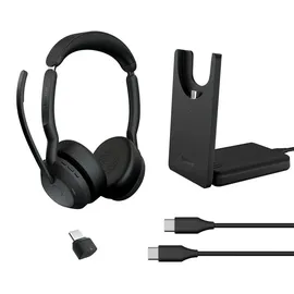 JABRA Evolve2 55 UC Stereo USB Headset schwarz USB-C Ladestation