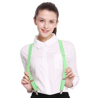 DRESS ME UP - BB-040LG-lightgreen Hosenträger Suspenders Karneval Halloween helles Grün weiße Punkte