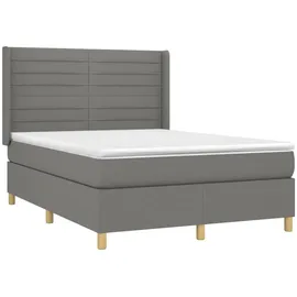 vidaXL Boxspringbett mit Matratze & LED Dunkelgrau 140x200 cm Stoff