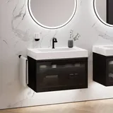 neoro n80 fumo Unterschrank B: 80 cm mit 1 Auszug, mit Parsolglasfront, Waschtisch area, BN0153WM+BN0432SG,