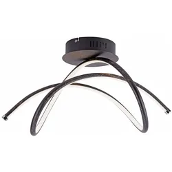LED-Deckenleuchte, rostfarben, geschwungenes Design, rustikal, modern