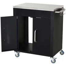 Homcom Küchenwagen mit Rollen Servierwagen Küchenschrank Edelstahl Schwarz