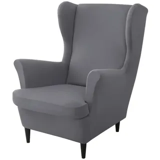 Coonoor Sesselhusse Ohrensesselbezüge, Ohrensessel-Bezug mit elastischem Band, Waschbarer Sessel-Schutzbezug für Wohnzimmer grau