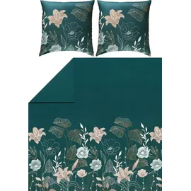 REDBEST Biber Wendebettwäsche in grün | Gr.: 200x200 (2x 80x80 cm)