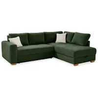 luma-home Ecksofa-Dauerschläfer, Grün, 4-Sitzer, Ottomane links, L-Form, seitenverkehrt montierbar, Ottomane rechts, links montierbar,L-Form, 257x206 cm, Wohnzimmer, Sofas & Couches, Wohnlandschaften, Ecksofas