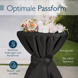 Beautissu Stehtischhusse Premium Schwarz Ø 70 cm