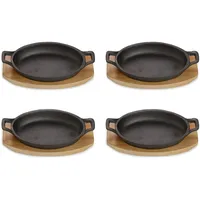 Echtwerk Servierschalen Set aus Gusseisen, Servierpfännchen, Auflaufform mit Servierbrett,