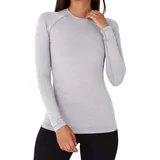 TCA Laufshirt Damen Langarm - Funktionsshirt Damen Langarm - Sportshirt Thermounterwäsche - Thermoshirt Kompressions Laufoberteil - Langarmshirt Sport - Sport Oberteil Frauen - Hellgrau, S - S