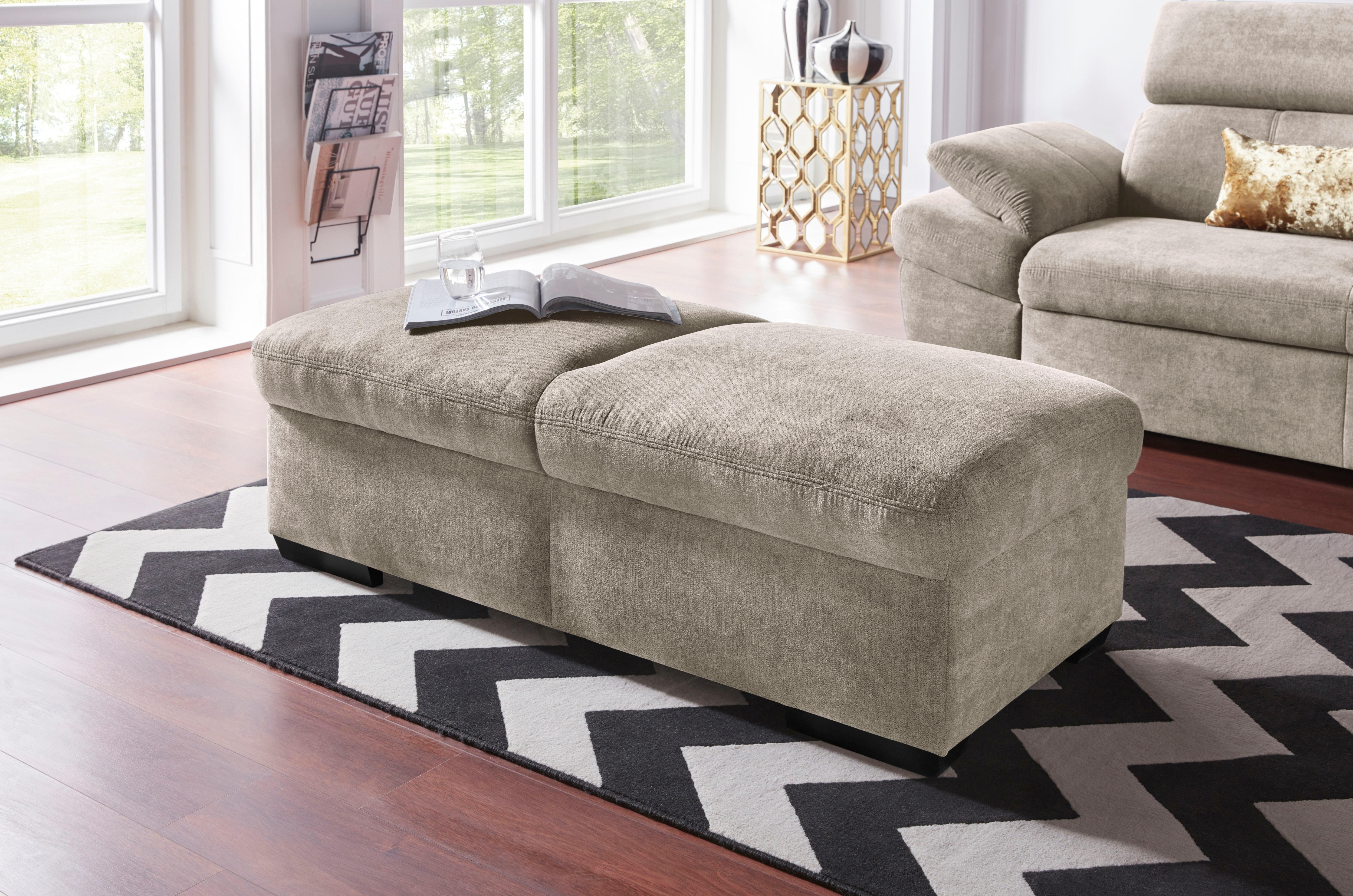 Hocker EXXPO - SOFA FASHION "Salerno" Gr. B/H/T: 140 cm x 46 cm x 67 cm, Flausch, beige Polsterhocker