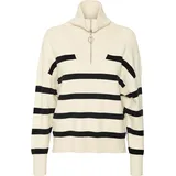 Vero Moda Saba Stripe Halbzippullover Birch Stripes Black M