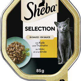 Sheba Schale Sauce mit Kalb & Truthahn Katzenfutter nass