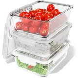 classbach classbach® Frischhaltedosen Glas mit Deckel | 3er Set | für Mikrowelle Spülmaschine Gefrierfach Ofen geeignet | Meal Prep Boxen Glas | mit Dampfventil | Glasbehälter mit Deckel | C-FHD 4020 G