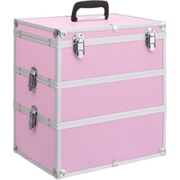 vidaXL Kosmetikkoffer Schminkkoffer Friseurkoffer Schmuckkoffer Alukoffer Werkzeugkoffer Werkzeugkasten Alu 37x24x40cm Rosa Aluminium