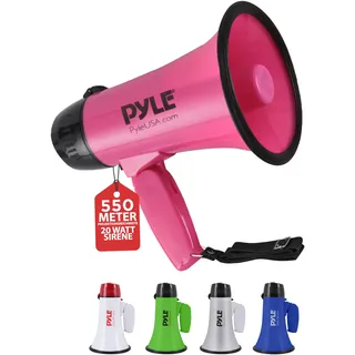 Pyle Megaphon mit Sirene, Signalhorn – Siren Megaphone – Mini Megafon Kinder & Erwachsene 20W, Faltbare Megaphone mit Sirene & Mikrofon, Lautstärke Einstellbar & Batteriebetrieben Reichweite: 550m