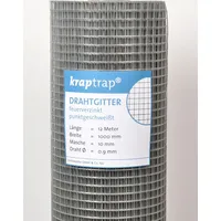 KrapTrap kraptrap® 10x10mm Masche I Volierendraht Drahtgitter Drahtzaun Käfigzaun Hasendraht (1m x 12m)