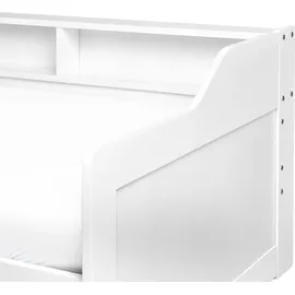 Beliani Ausziehbett Edern 90 x 200 cm Kiefer massiv weiß rosa