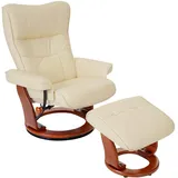 Robas Lund MCA Relaxsessel Montreal, Fernsehsessel Hocker, Echtleder 130kg belastbar ~ creme, honigfarben