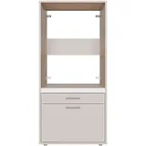 Forte WASHCAB Waschturm 60 70, moderner Schrank zur Aufbewahrung von Waschmaschine oder Trockner, 2 Schubladen, Badezimmer, Kaschmir Beige, 66,8 cm breit x 142,4 cm hoch x 67,5 cm tief