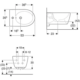 Geberit iCon Wandbidet Überlauf, weiß KeraTect