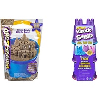 Kinetic Sand Beach Sand 1,4 kg - echter Strandsand aus Schweden mit einer Prise Magie für Indoor Sandspiel & Schimmer Sand 3er Pack 340 g - 3 Farben Glitzersand aus Schweden für Indoor Sandspiel