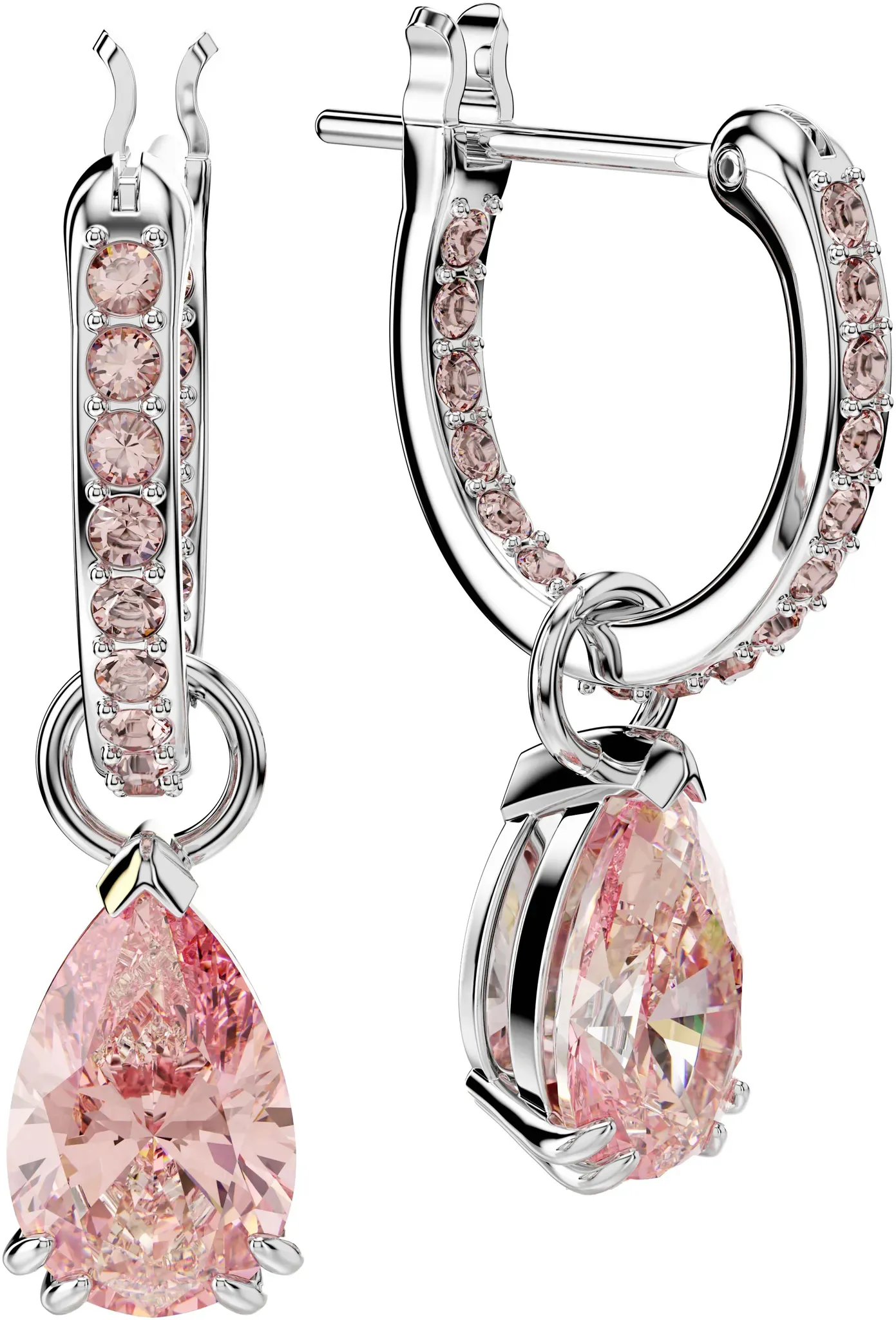 Paar Creolen SWAROVSKI "Ohrringe Millenia Attract Drop, Tropfenschliff 5636716 5723564 5723566" Ohrringe Gr. Metall, rosa (metallfarben-rosa + rosa) Damen mit Swarovski Kristall