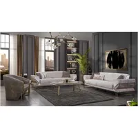 JVmoebel Polstergarnitur Moderne Designer-Couchgarnitur für das stilvolle Wohnzimmer, (3-tlg., 2x 3-Sitzer + 1x Sessel ohne Couchtisch), Made in Europa grau|weiß