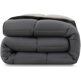 Wometo Steppbett Bettdecke Wende-Design ca. 135x200 cm – grau & hellgrau – buntes Ganzjahres Steppbett (Sommer und Winter) I farbig und ohne extra Bezug verwendbar I Oeko-TEX Schlaftextilien, Bettdecken