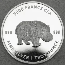Silbermünze 1oz Mandala Hippo 2020 (Tschad)