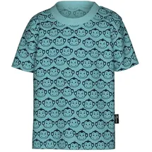 TRIGEMA T-Shirt "TRIGEMA T-Shirt mit süßem Allover-Affen-Print", Jungen, Gr. 116, blau (gletscher), Single Jersey, 100% Baumwolle, Basic, Rundhals, Shirts T-Shirt