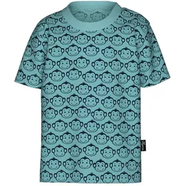 TRIGEMA T-Shirt "TRIGEMA T-Shirt mit süßem Allover-Affen-Print", Jungen, Gr. 116, blau (gletscher), Single Jersey, 100% Baumwolle, Basic, Rundhals, Shirts T-Shirt