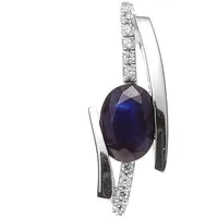 Schmuck Krone Kettenanhänger Anhänger Saphir & Brillanten, 585 Weißgold, Gold 585 silberfarben