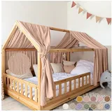 lilimaus Hausbett Himmel mit Gold Applikation [in 12 Farben] Betthimmel Hausbett aus 100% Baumwolle Musselin - Stoffhimmel für Hausbett Deko Mädchen & Jungen - Himmel für Hausbett Kinderbett Vorhang