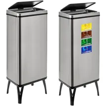 well home mobiliario & decoración 2 x Smart Mülleimer mit 60 l Fassungsvermögen, Höhe: 95,5 x 35,5 x 26 cm, grau mit Magnetetiketten