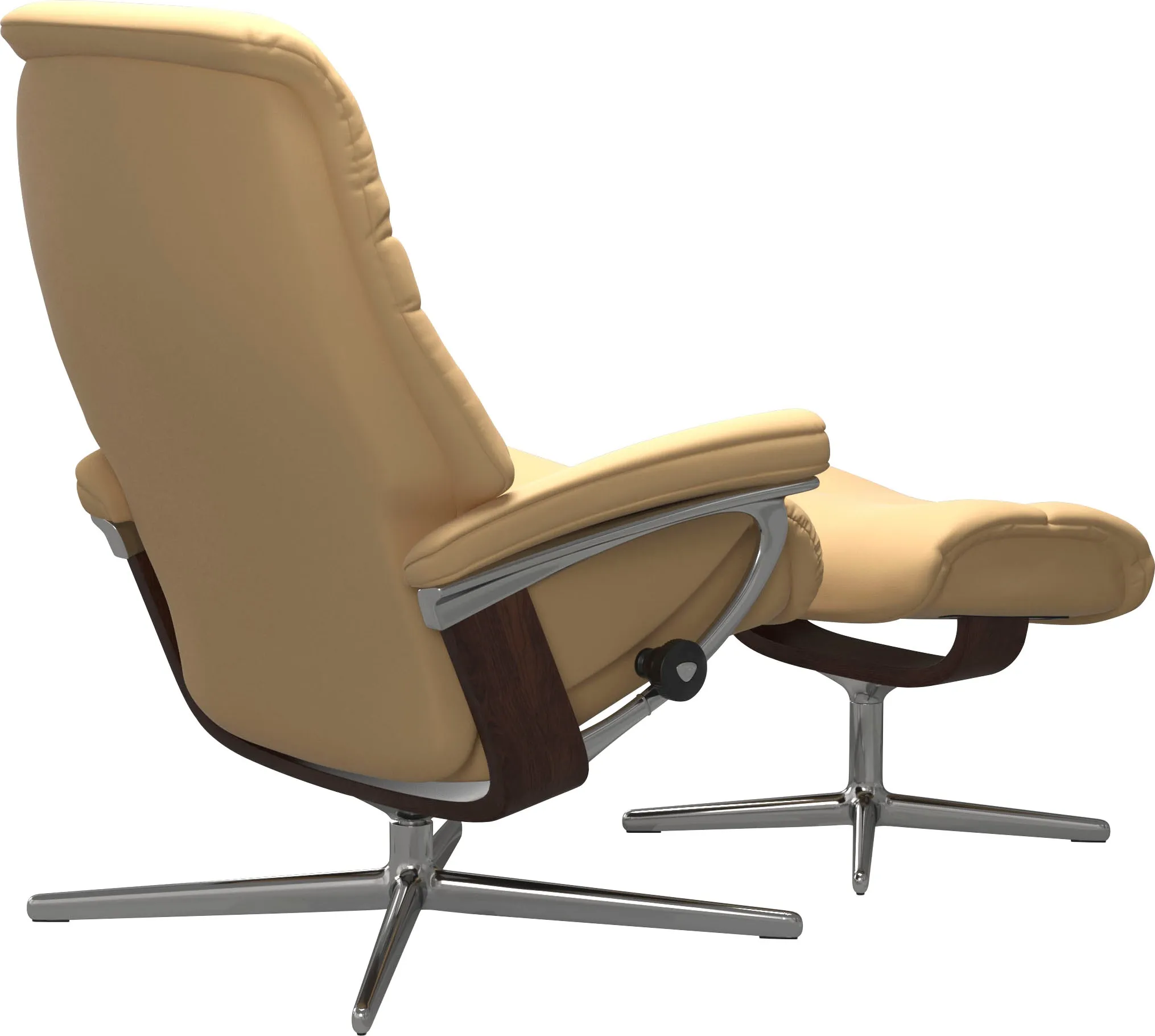 Fußhocker STRESSLESS "Sunrise", gelb, Maße B/H/T, Material Bezug, Material Gestell, Hocker, mit Cross Base, Größe S, M & L, Holzakzent Braun