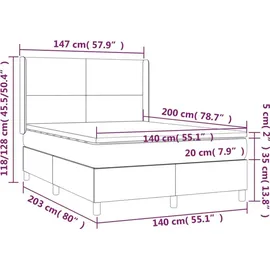 vidaXL Boxspringbett 140 x 200 cm Taupe